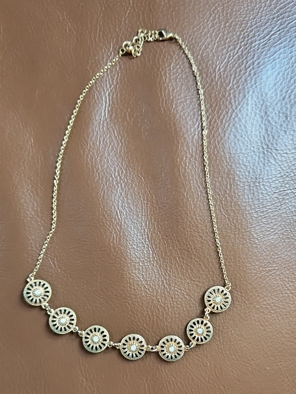 Gold Floral Disc Necklace - Women's Jewelry